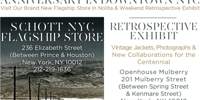 Schott Bros. 100th Anniversary Party in NYC on 10/4!!! How are you, NYC!!!