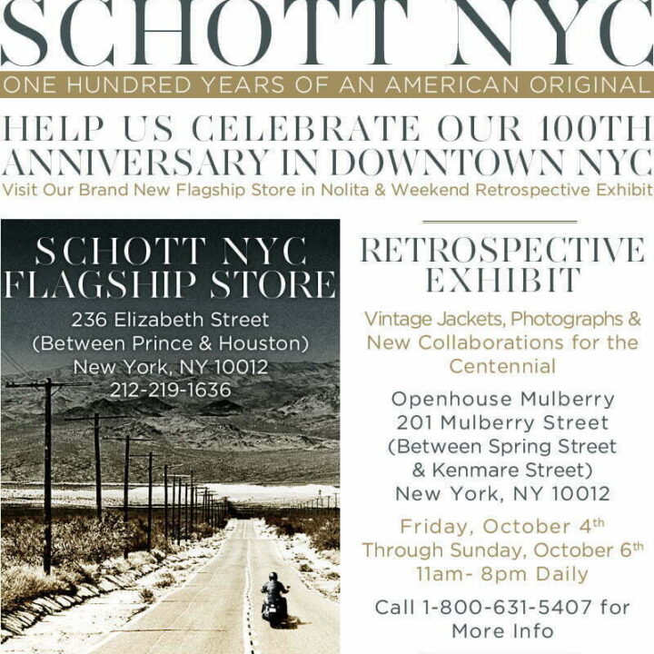 Schott Bros. 100th Anniversary Party in NYC on 10/4!!! How are you, NYC!!!