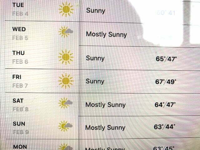 2/7-8 would be nice weather, but cold?