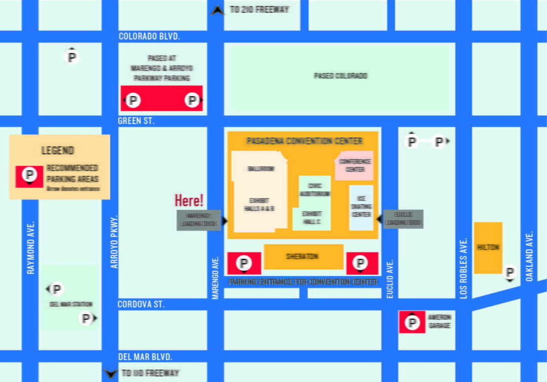 Parking lots will be easily fulled on 4/8. Please check out private parking companies surround Pasadena Convention Center!