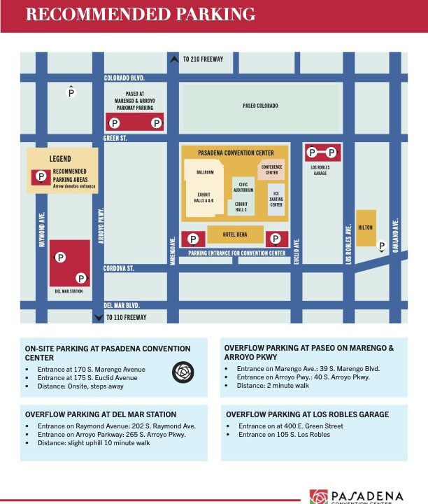Many parking spots available near Pasadena Convention Center!